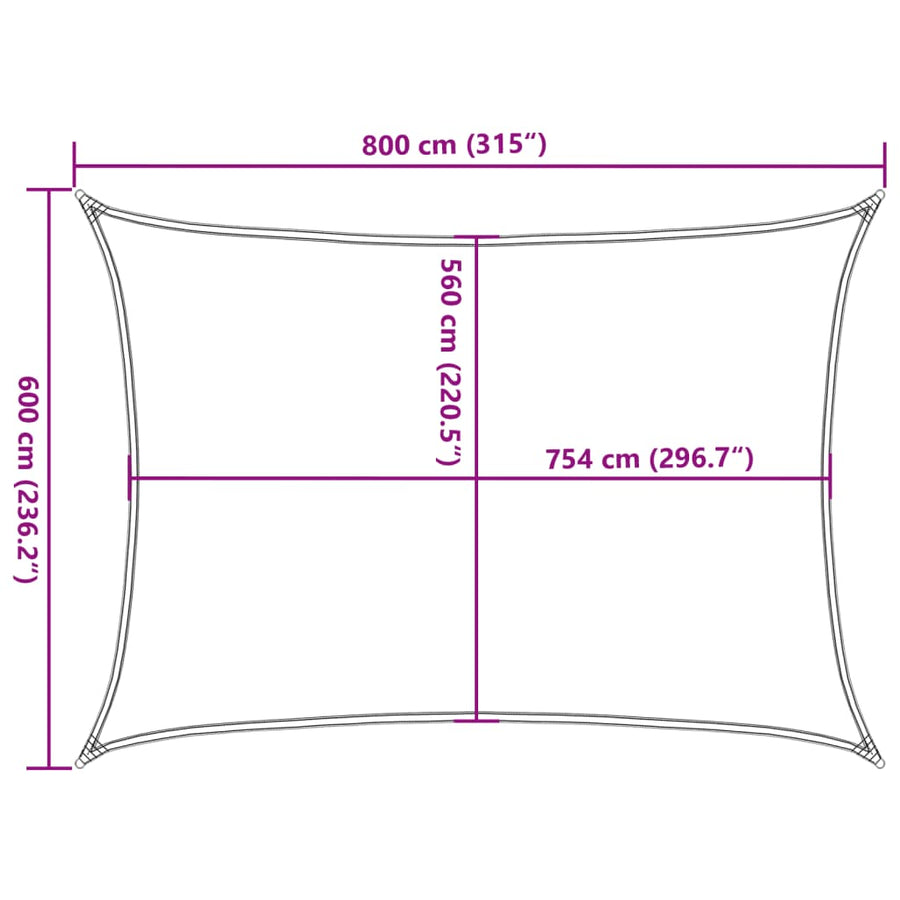 Zonnezeil 8X6 M 100% Polyester Oxford Lichtgrijs 6 x 8 m