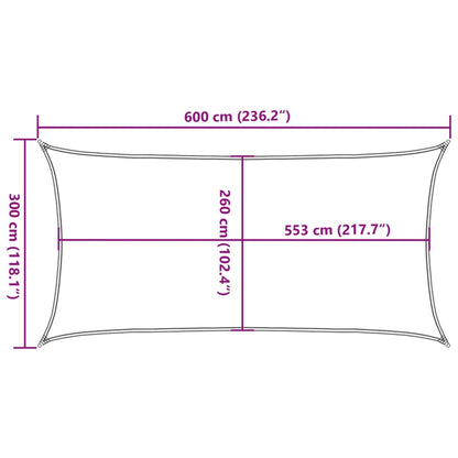 Zonnezeil 6X3 M 100% Polyester Oxford Kleurig Zand 3 x 6 m