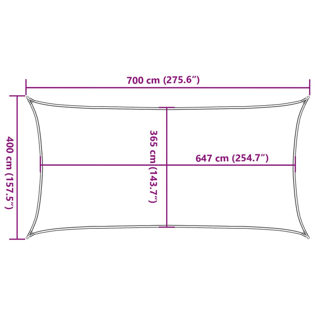 Zonnezeil 7X4 M 100% Polyester Oxford Kleurig Zand 4 x 7 m