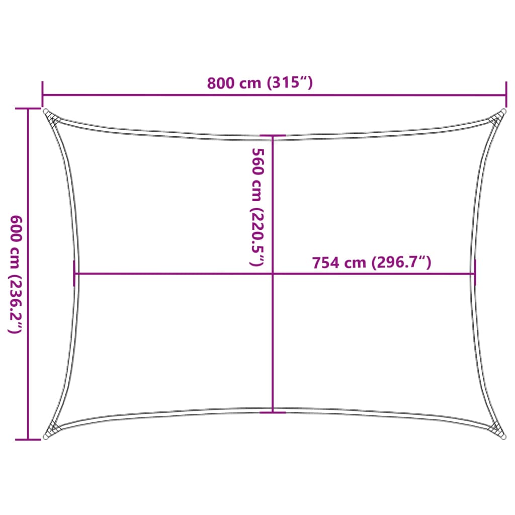 Zonnezeil 8X6 M 100% Polyester Oxford Kleurig Zand 6 x 8 m