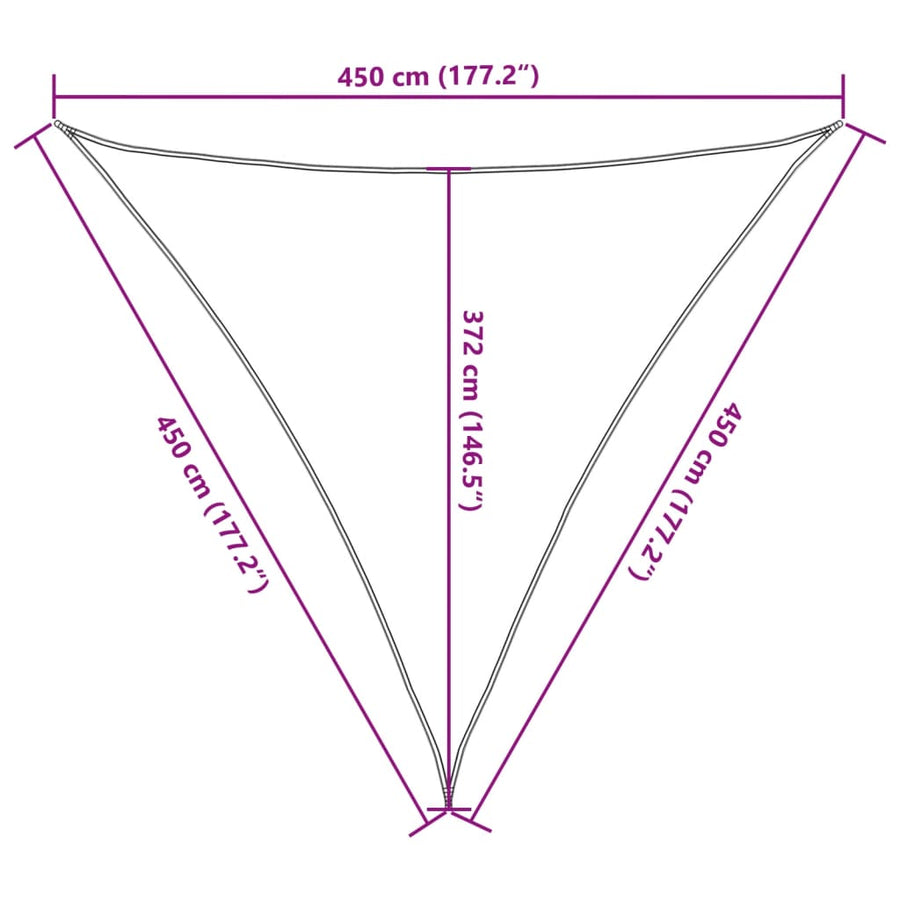 Zonnezeil 4,5x4,5x4,5 m 100% polyester oxford lichtgrijs