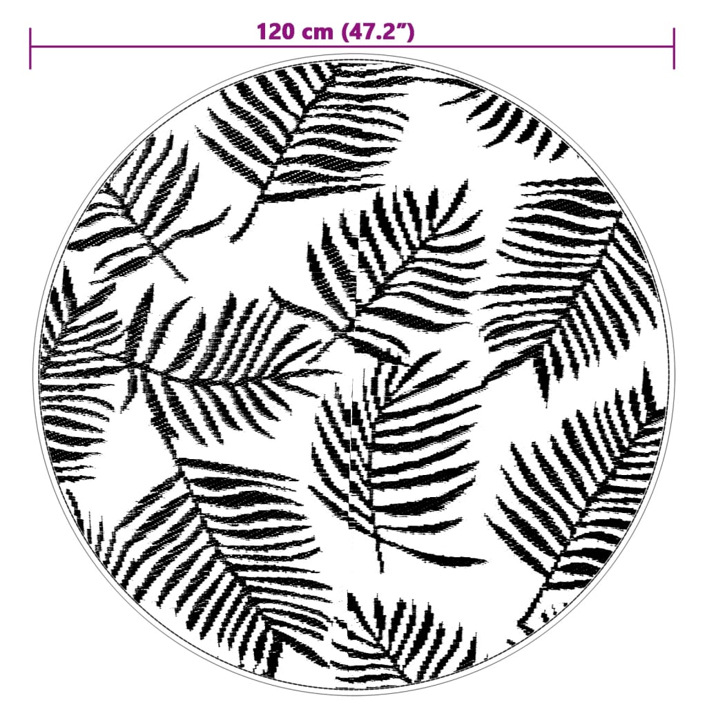 Buitenkleed Ø 120 cm polypropeen wit en zwart