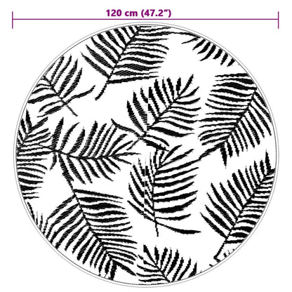 Buitenkleed Ø 120 cm polypropeen wit en zwart