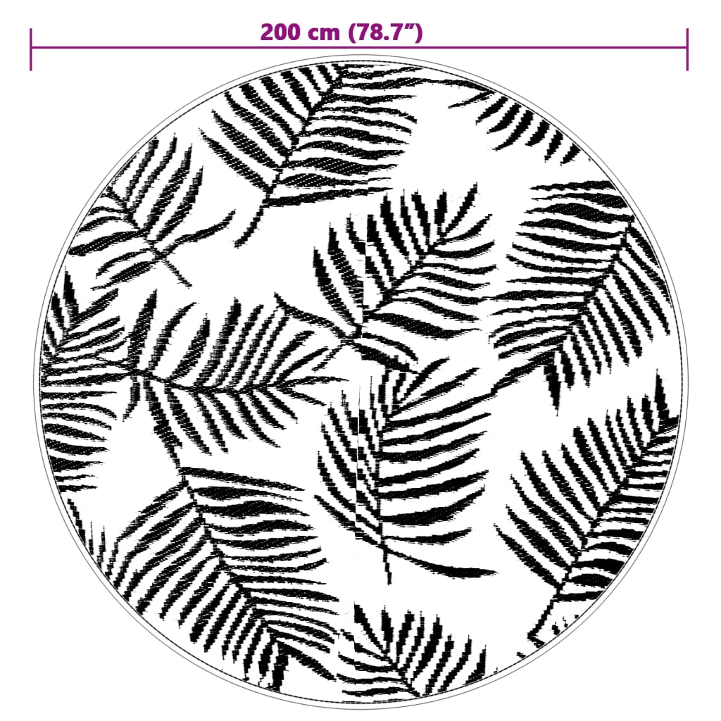 Buitenkleed Ø200 cm polypropeen wit en zwart