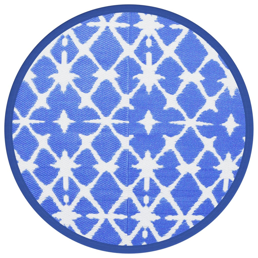Buitenkleed Ø160 cm polypropeen blauw en wit