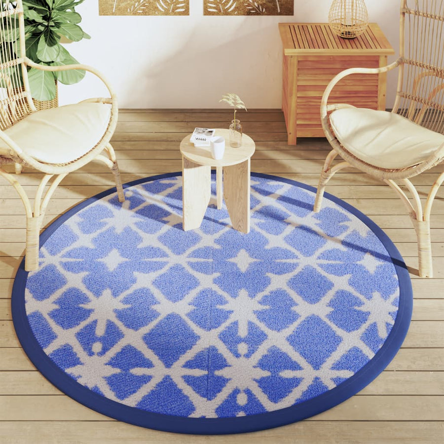 Buitenkleed Ø160 cm polypropeen blauw en wit
