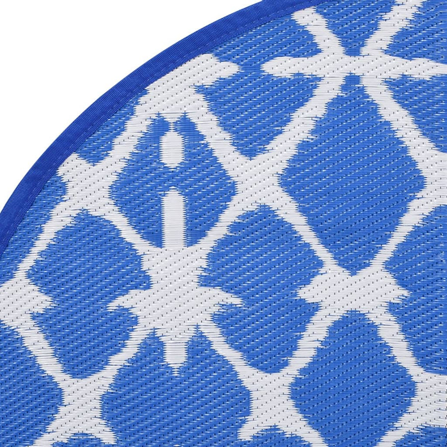 Buitenkleed Ø160 cm polypropeen blauw en wit