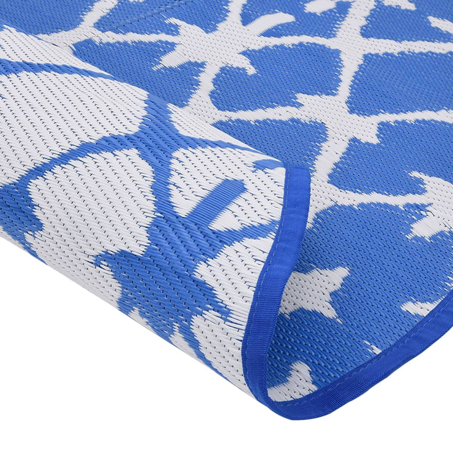 Buitenkleed Ø160 cm polypropeen blauw en wit