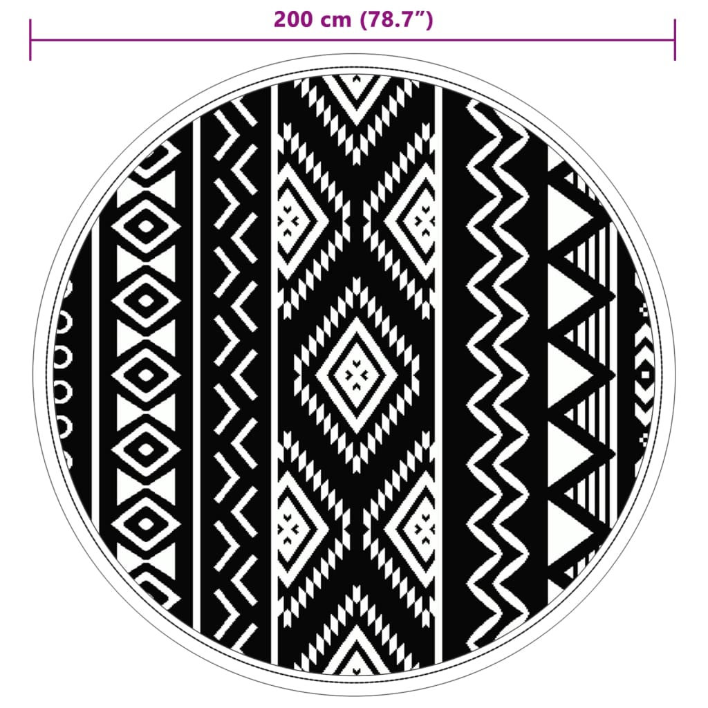 Buitentapijt Ø 200 cm polypropeen zwart