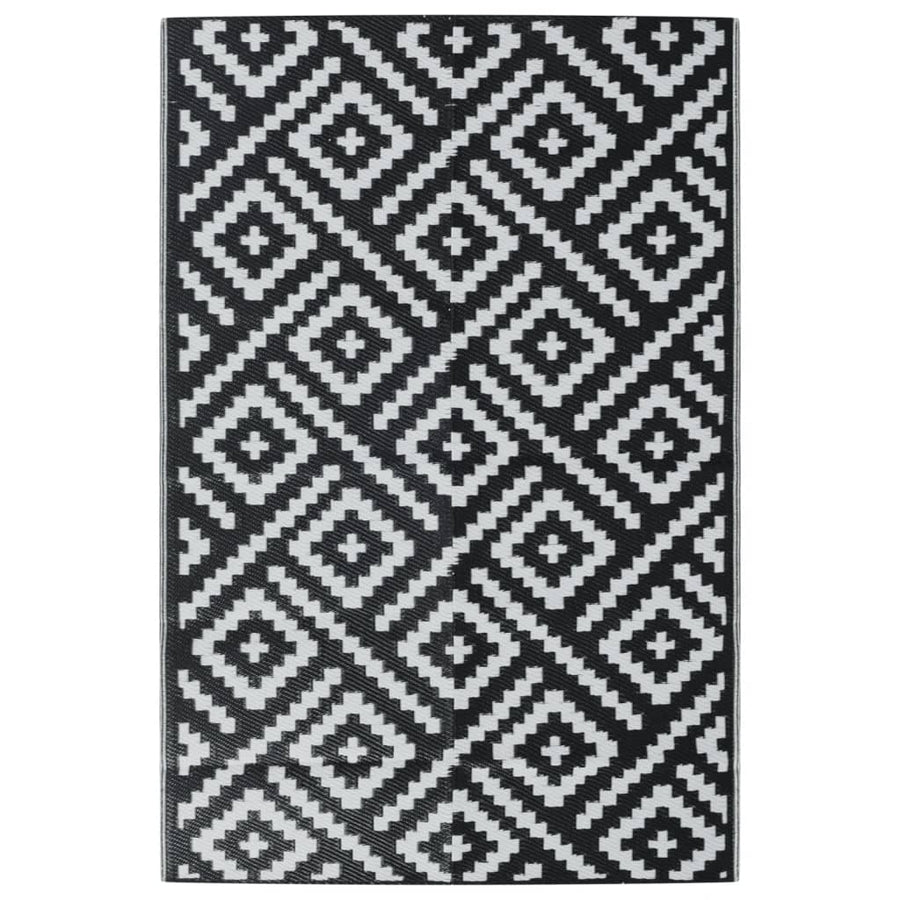 Buitenkleed 120x180 cm PP wit en zwart