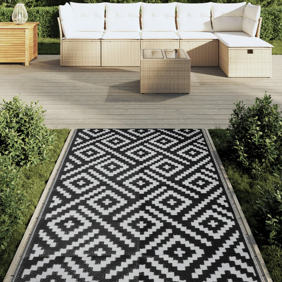 Buitenkleed 120x180 cm PP wit en zwart