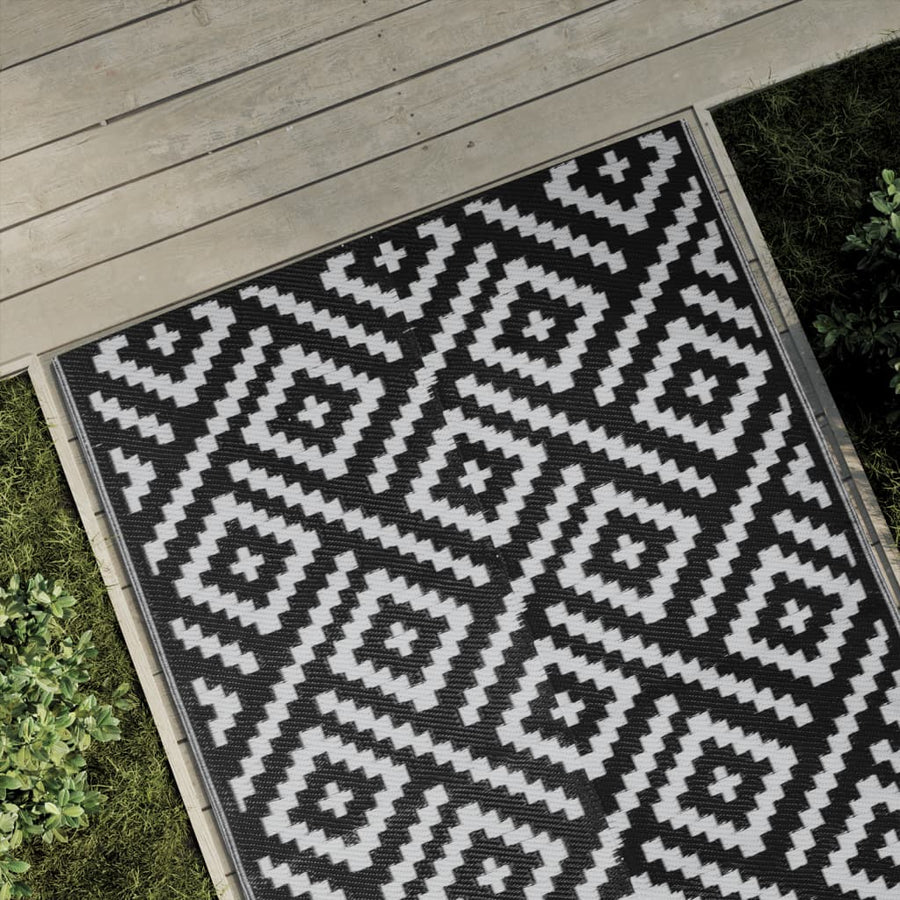 Buitenkleed 120x180 cm PP wit en zwart