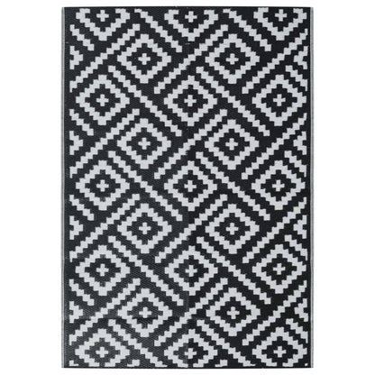 Buitenkleed 160x230 cm PP wit en zwart