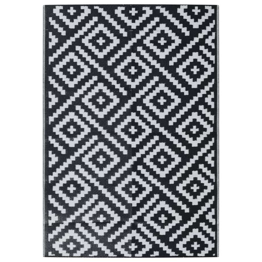 Buitenkleed 160x230 cm PP wit en zwart