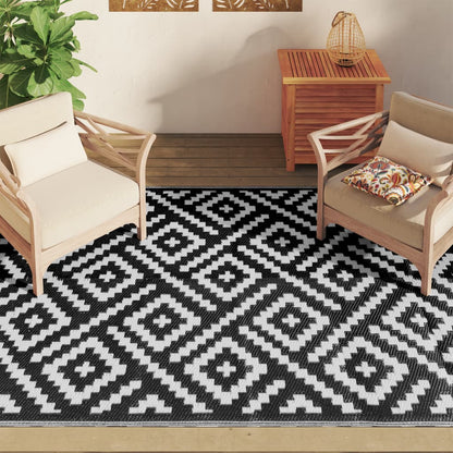 Buitenkleed 160x230 cm PP wit en zwart
