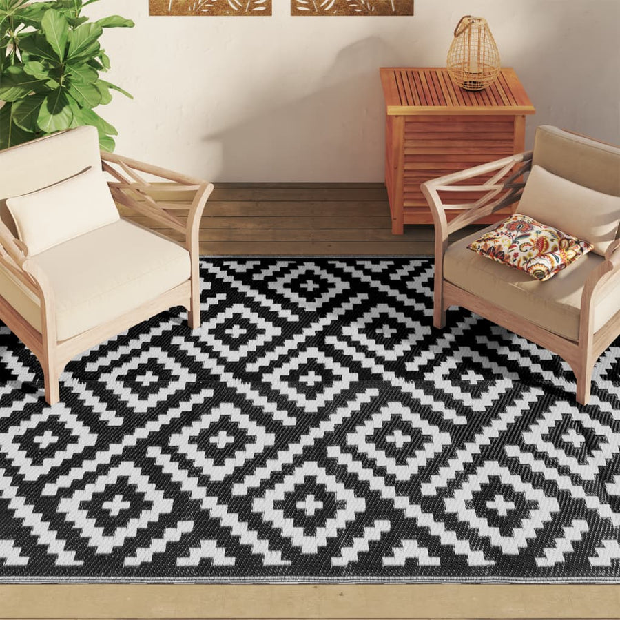 Buitenkleed 160x230 cm PP wit en zwart