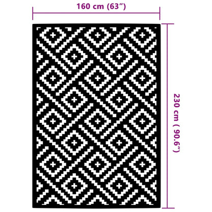 Buitenkleed 160x230 cm PP wit en zwart