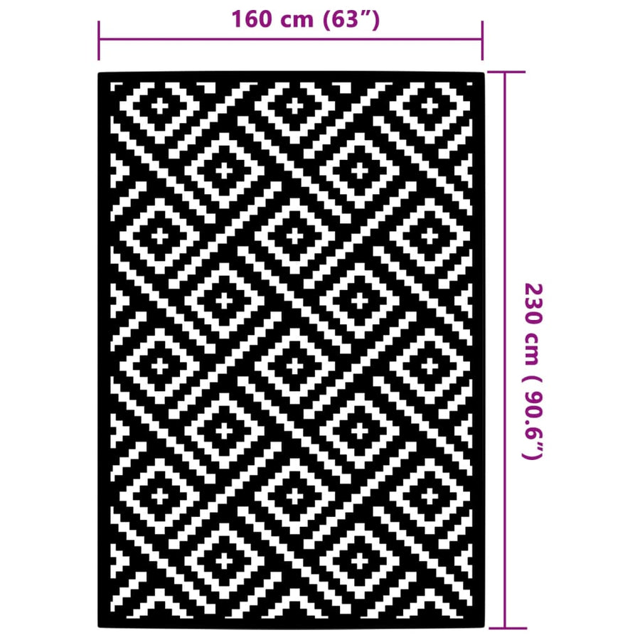 Buitenkleed 160x230 cm PP wit en zwart