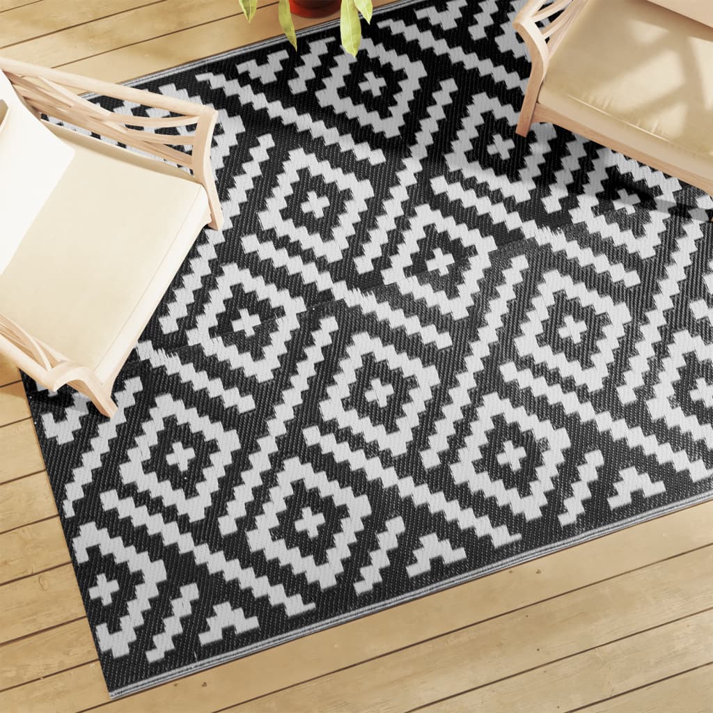 Buitenkleed 160x230 cm PP wit en zwart