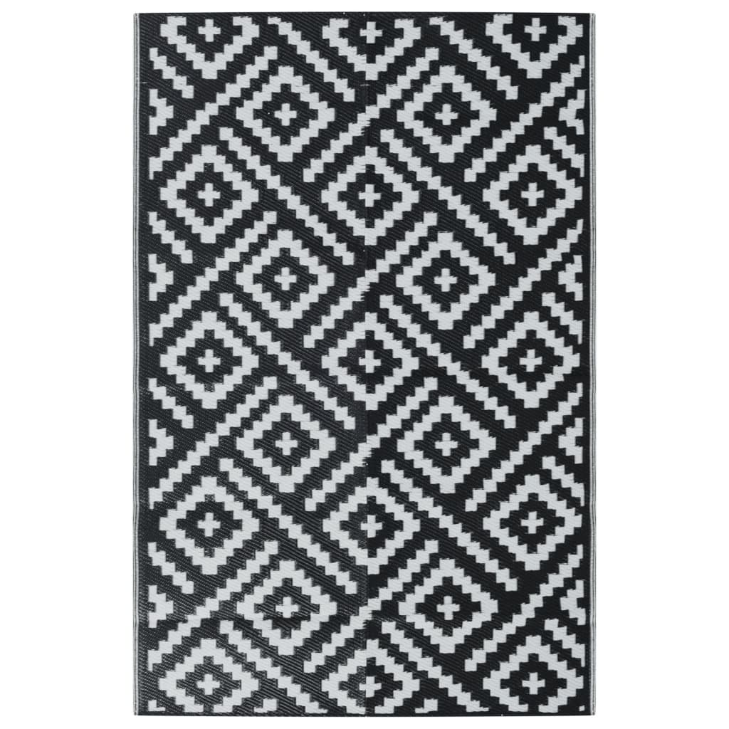 Buitenkleed 190x290 cm PP wit en zwart