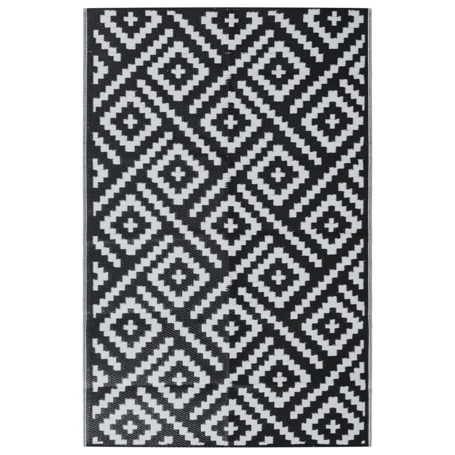 Buitenkleed 190x290 cm PP wit en zwart