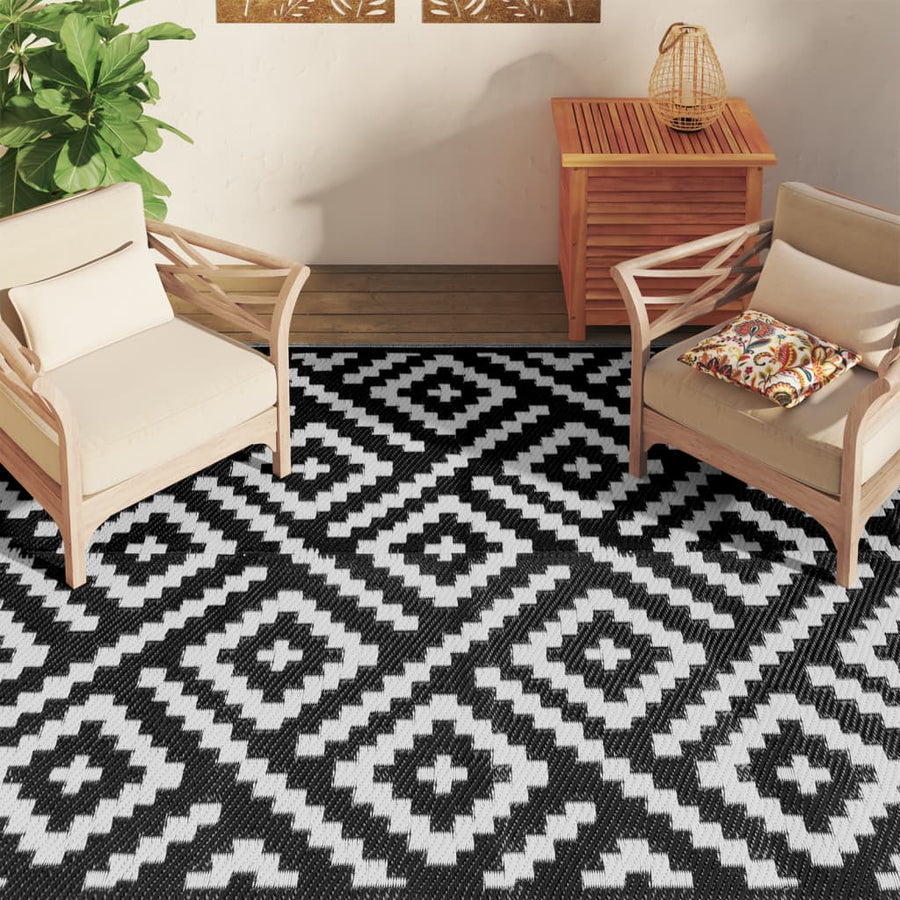 Buitenkleed 190x290 cm PP wit en zwart