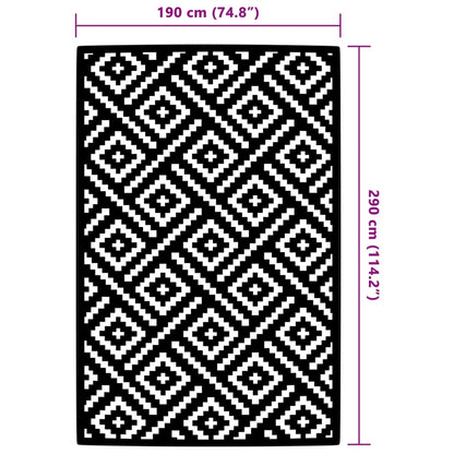 Buitenkleed 190x290 cm PP wit en zwart