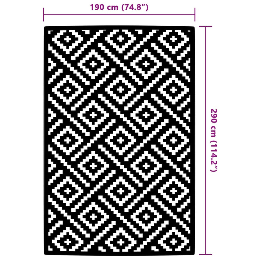 Buitenkleed 190x290 cm PP wit en zwart