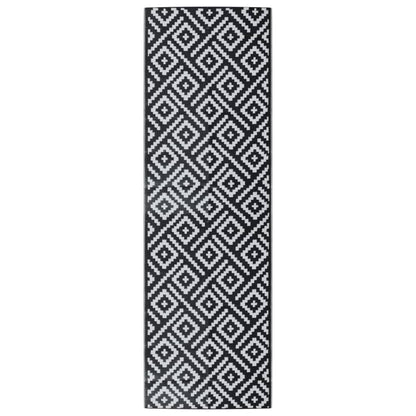 Buitenkleed 80x250 cm polypropeen wit en zwart