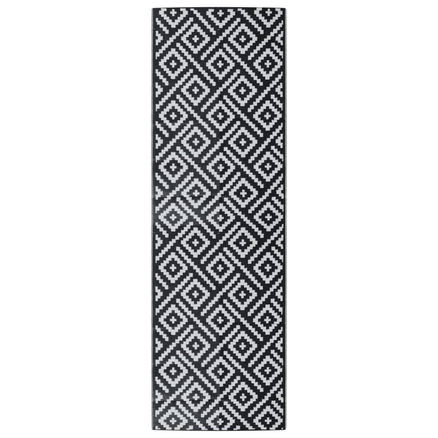 Buitenkleed 80x250 cm polypropeen wit en zwart