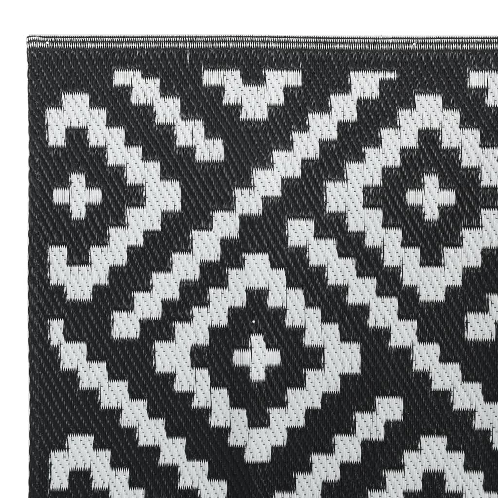 Buitenkleed 80x250 cm polypropeen wit en zwart