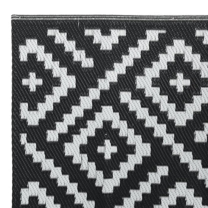 Buitenkleed 80x250 cm polypropeen wit en zwart