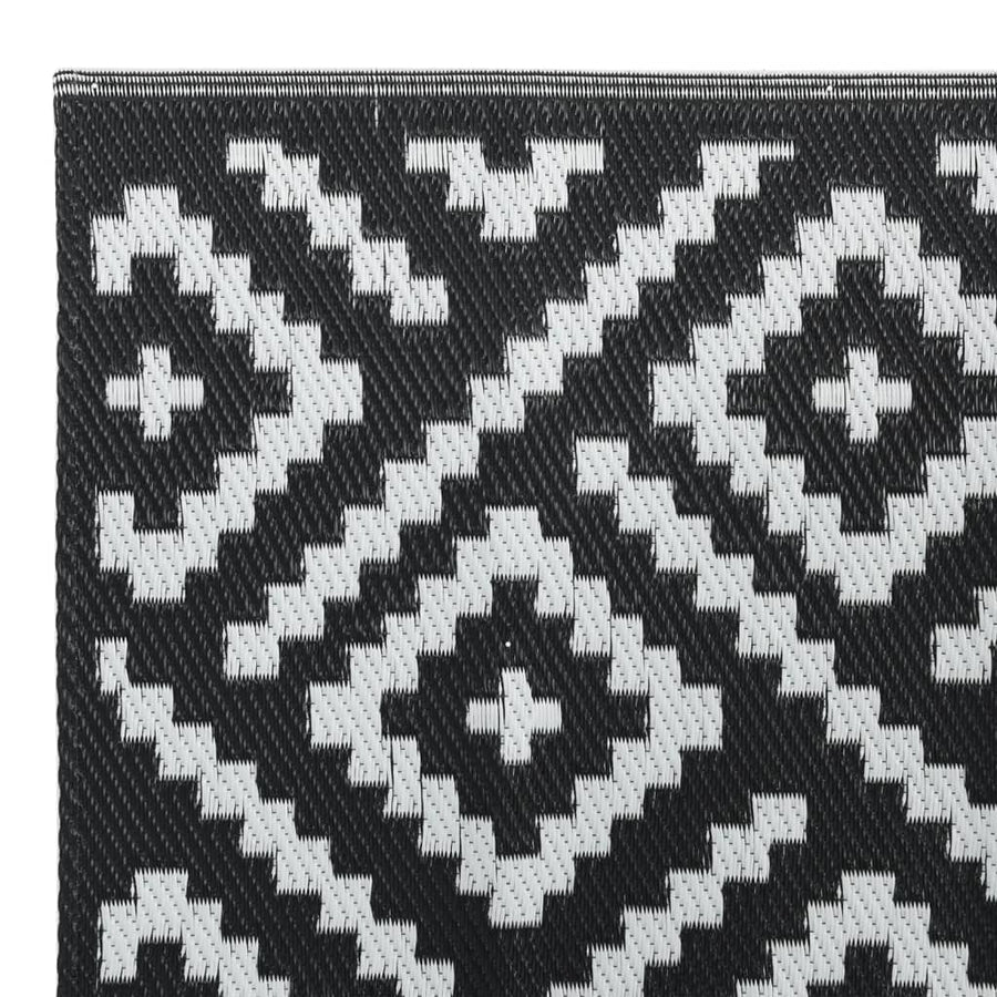 Buitenkleed 80x250 cm polypropeen wit en zwart