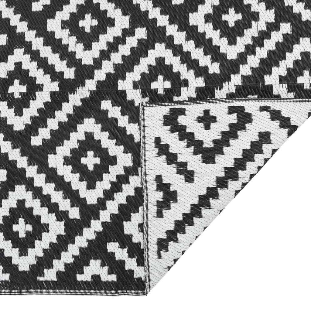 Buitenkleed 80x250 cm polypropeen wit en zwart