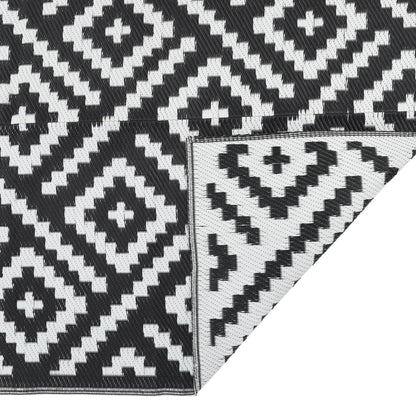 Buitenkleed 80x250 cm polypropeen wit en zwart