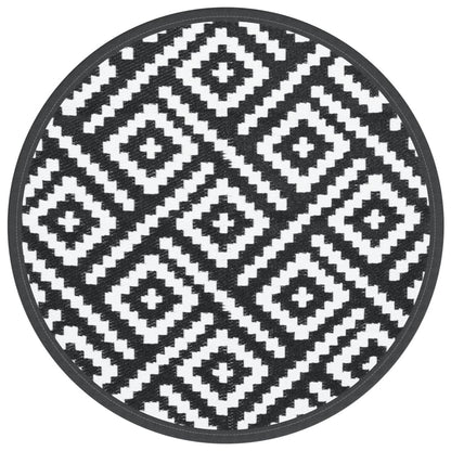 Buitenkleed Ø160 Cm Polypropeen Wit En Zwart Vierkant Ontwerp Ø 160 cm