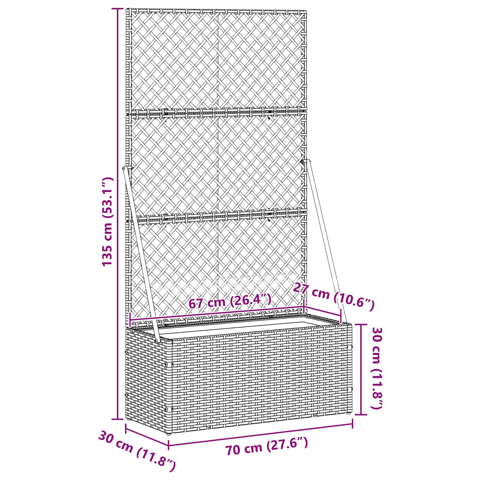 Tuin Trellis Planter Bruin 105 x 30 x 170 cm Metaal