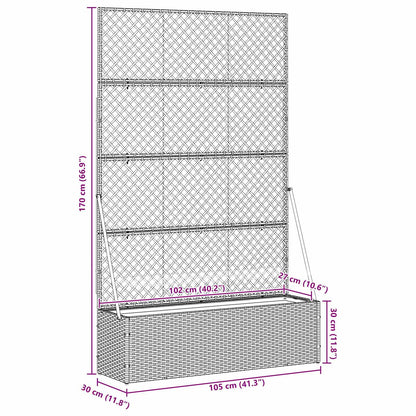 Tuin Trellis Planter Grijs 105 x 30 x 170 cm Metaal