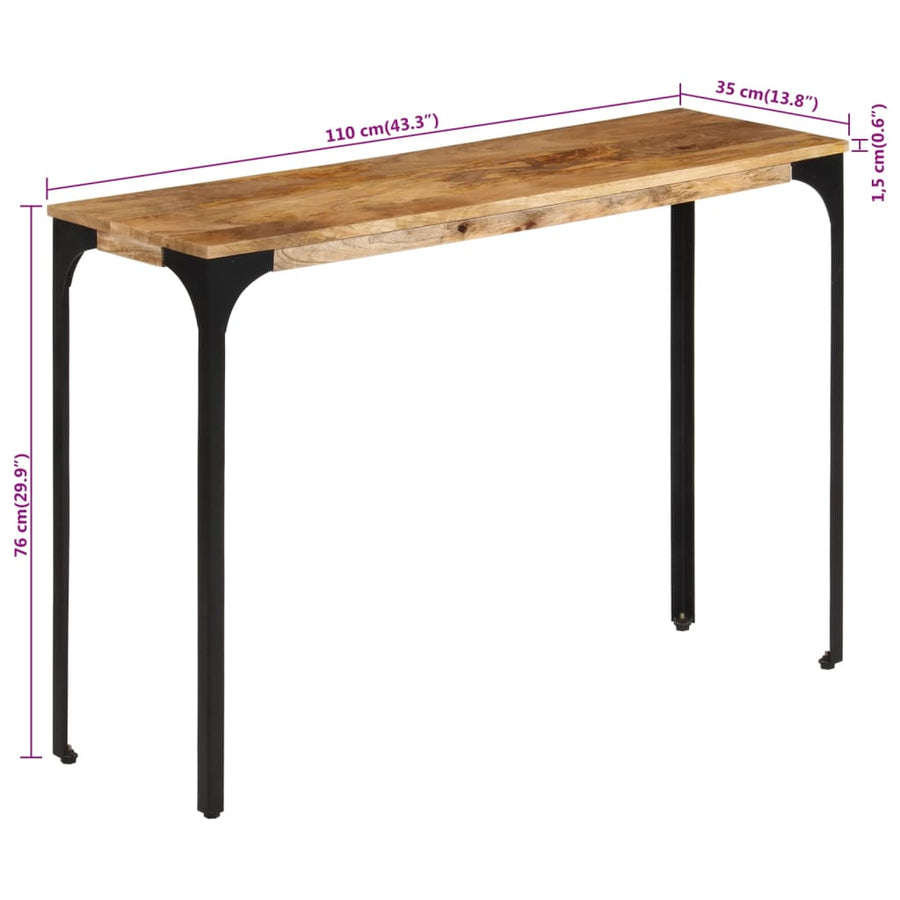 Wandtafel 110x35x76 cm massief mangohout en ijzer bruin