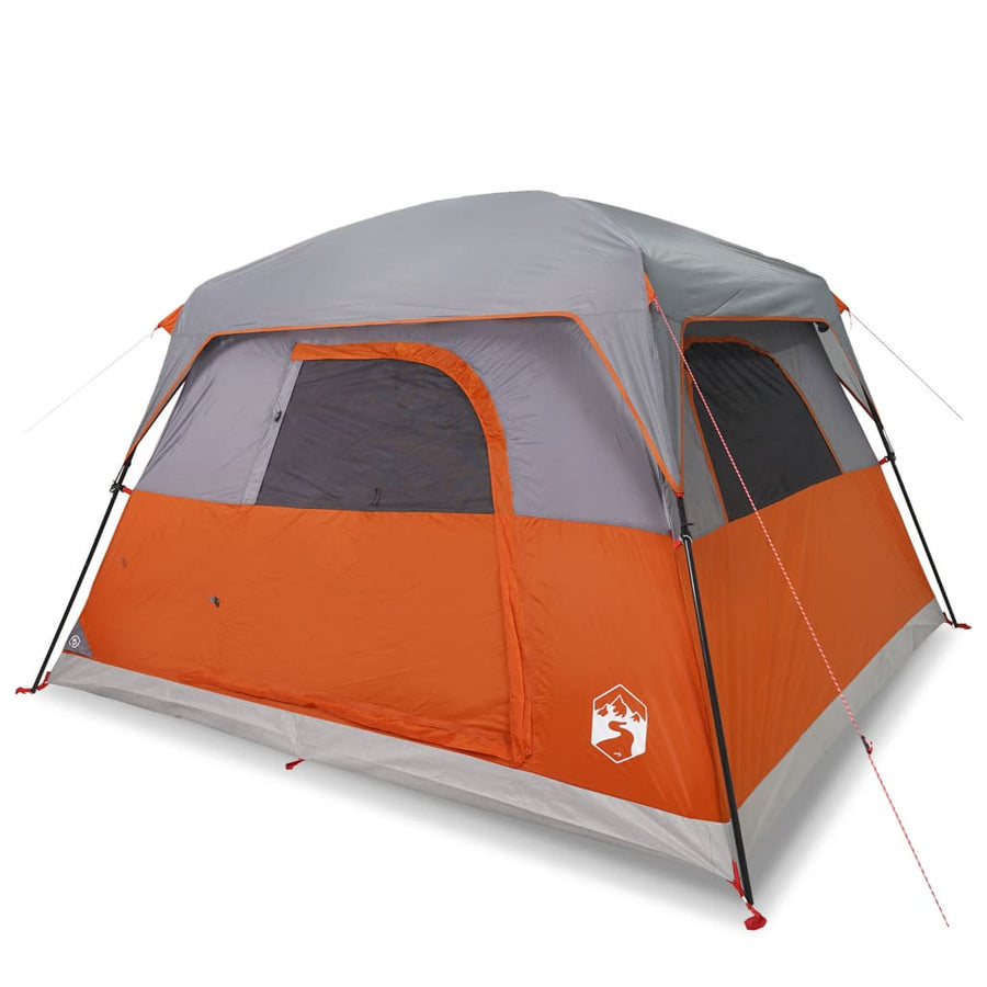Tent 4-persoons waterdicht grijs en oranje