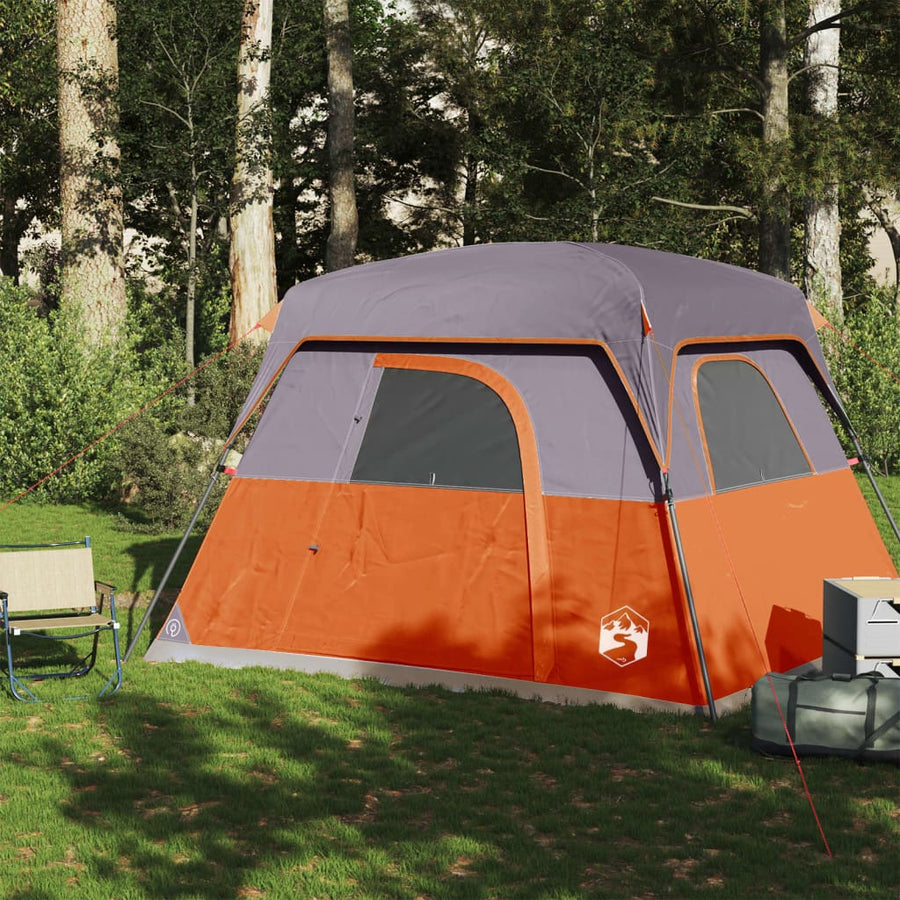 Tent 4-persoons waterdicht grijs en oranje