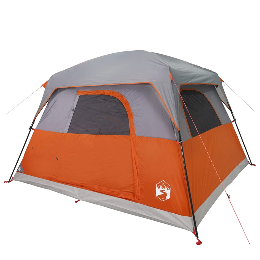 Tent 4-persoons waterdicht grijs en oranje
