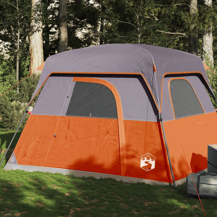 Tent 4-persoons waterdicht grijs en oranje