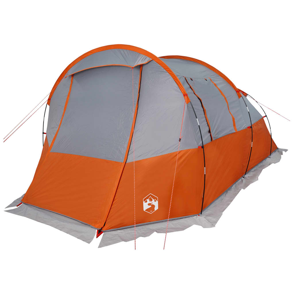 Tunneltent 4-persoons waterdicht grijs en oranje
