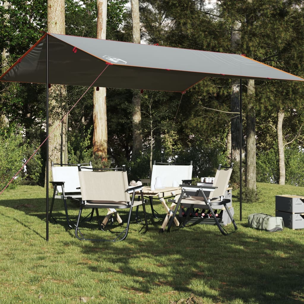Kampeerluifel waterdicht 400x294 cm grijs en oranje