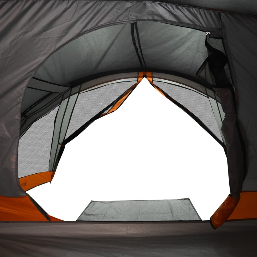 Tent 4-persoons waterdicht grijs en oranje