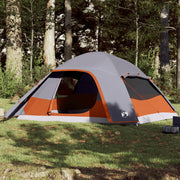 Koepeltent 6-persoons 335x396x178 cm grijs oranje