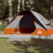 Dome tent 4-person waterproof grey and orange