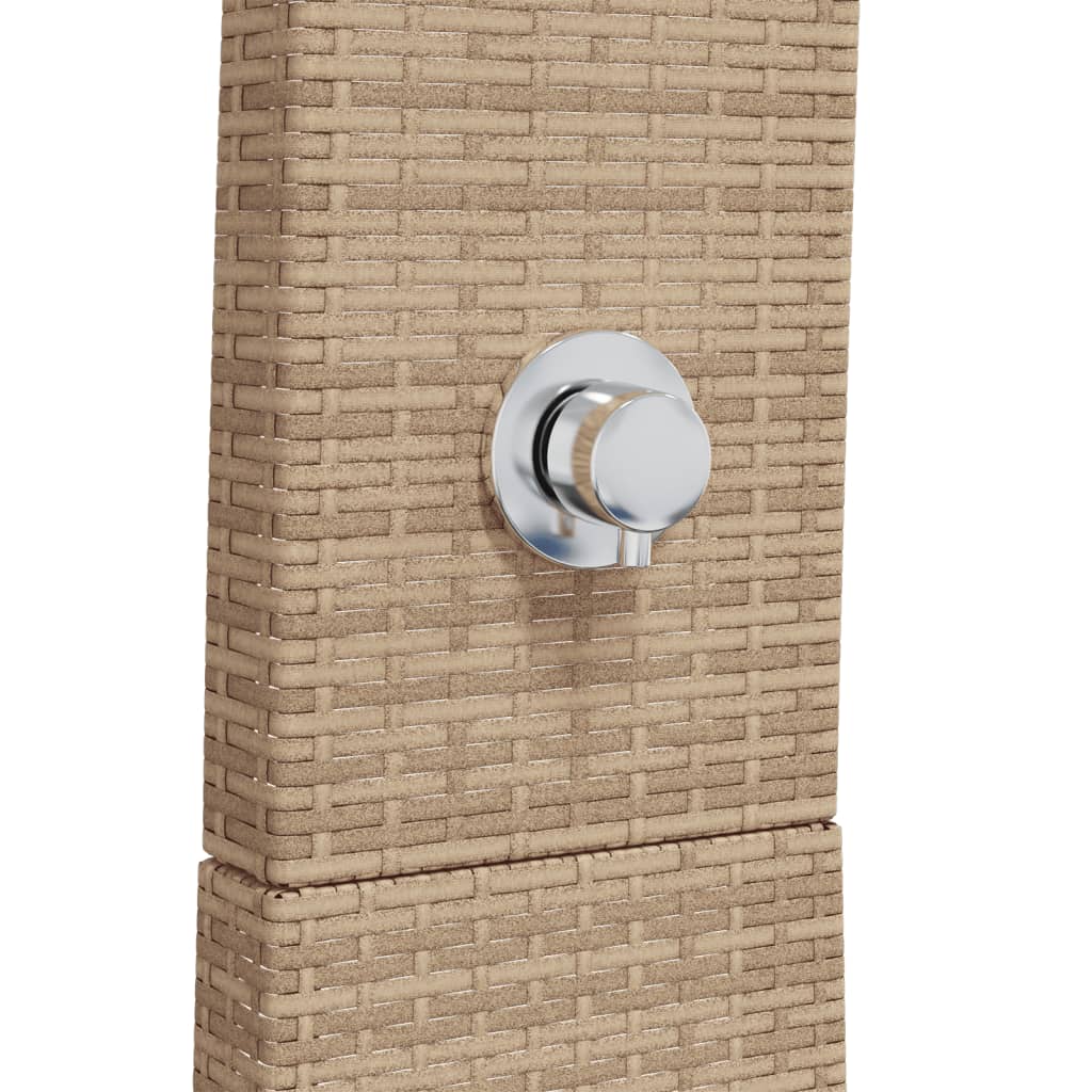 Buitendouche 55x60x224 cm poly rattan en acaciahout beige