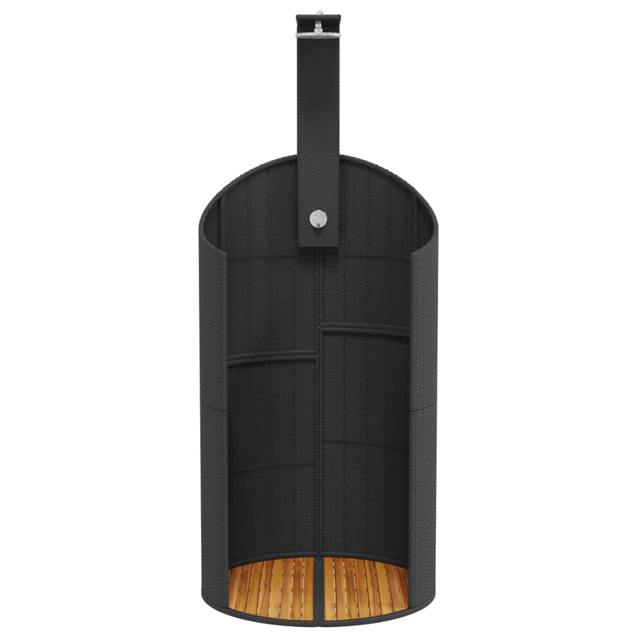 Buitendouche 100X100X241,5 Cm Poly Rattan En Acaciahout Zwart